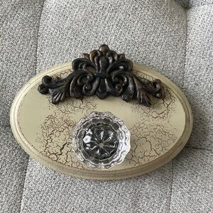 Kirkland's Decorative Wall Hook with glass knob Black and Cream Accents